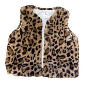 Mud Pie brown leopard faux fur vest 4T/5T NWT lined animal print tan